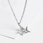 925 Sterling Silver Origami Crane Pendant Necklace As Shown In Figure - One Size