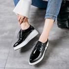Genuine Leather Lace Up Platform Sneakers