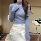 Slim-fit Mock-neck Knit Top