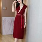 Cap-sleeve Sashed Shift Dress