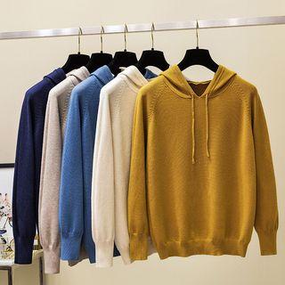 Long-sleeve Leaf Embroidered Hooded Pullover