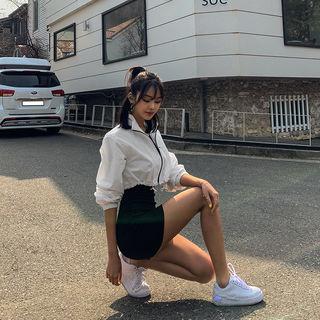 Drawstring-waist Zip-up Cropped Jacket