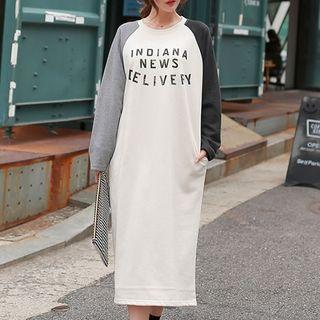 Color Block Lettering Pullover Dress