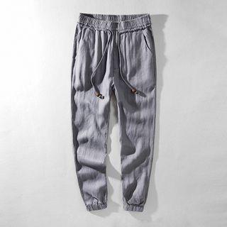 Drawstring Straight Leg Linen Pants