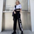 Lettering Cargo Jogger Pants / Short-sleeve Cropped T-shirt / Camisole Top / Set