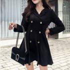 Long-sleeve Double-breasted Mini A-line Dress