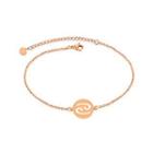 Simple Fashion Plated Rose Gold Twelve Constellation Cancer Round 316l Stainless Steel Bracelet Rose Gold - One Size