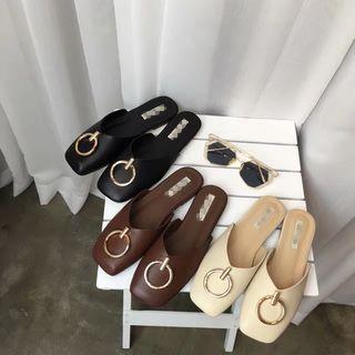 Hoop Faux Leather Slide Sandals