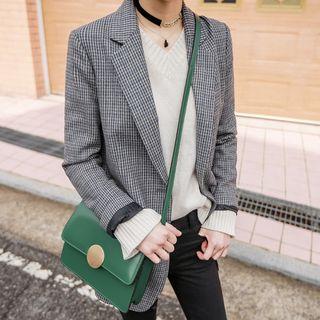 Single-breasted Plaid Wool Blend Jacket