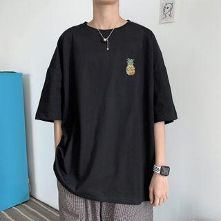 Pineapple Sequined Elbow-sleeve T-shirt