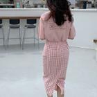 Band-waist Checked H-line Skirt
