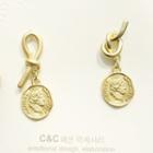 Coin Alloy Knot Dangle Earring Gold - One Size