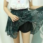 Floral Patterned Inset Shorts Miniskirt