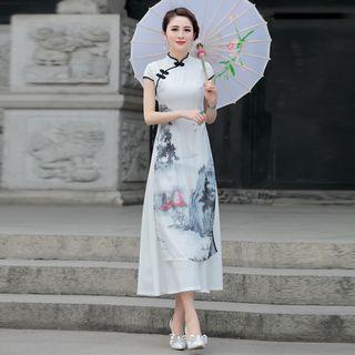 Cap-sleeve Floral Maxi Dress