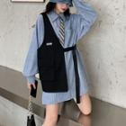Striped Shirt Dress / Vest / Tie / Set