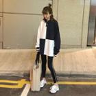 Color-block Long-sleeve Loose-fit Polo-shirt / Color-block Leggings