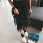 Ruffle-tiered Tulle Long Skirt