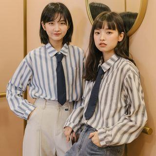 Neck Tie Striped Shirt