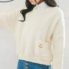 Embroidery Pocket Long-sleeve Top