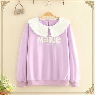 Color-block Collar Printed Pullover