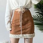 Fleece Panel Mini Fitted Skirt