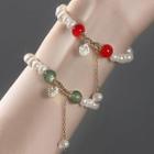 Chinese Characters Faux Pearl Agate Bead Bracelet