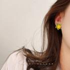 Flower Stud Earring 1 Pair - Green & Yellow - One Size
