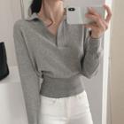 Cropped Open-collar Sweater