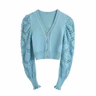 Bobble Pointelle Knit Cardigan