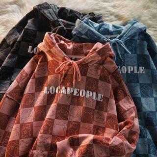 Lettering Checker Print Hoodie