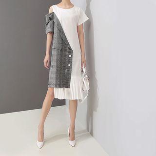 Cold Shoulder Mock Two Piece Short-sleeve Dress