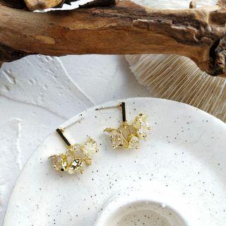 Faux Crystal Earring 1 Pair - Silver Earrings - Gold - One Size