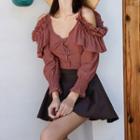 Set: Long-sleeve Ruffle Swimsuit + Skirt