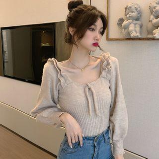 Ruffled Puff-sleeve Sweater