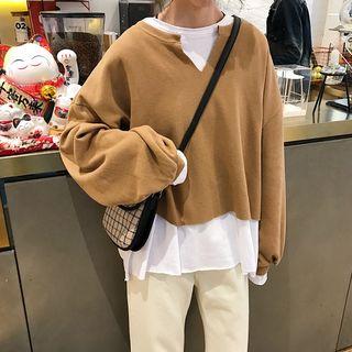 Mock Two-piece Loose-fit Pullover