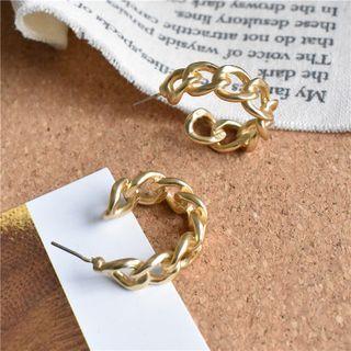 Sterling Silver Chain Hoop Earring 1 Pair - Gold - One Size