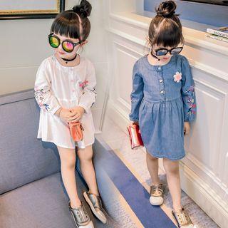 Long-sleeved Floral Embroidered A-line Sheath Dress