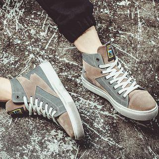 Fabric Panel High-top Sneakers