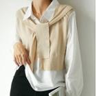 Mock Two-piece Knit Shawl Shirt
