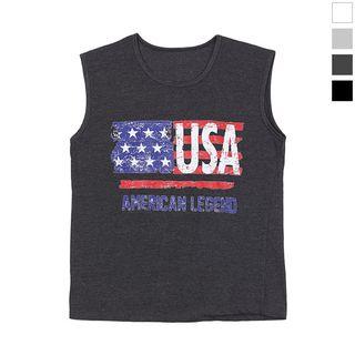 Plus Size Usa Printed Sleeveless Top
