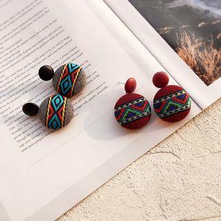 Pattern Button Drop Earring