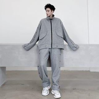 Set: Long-sleeve Turtleneck Zip Jacket + Sweatpants