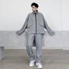 Set: Long-sleeve Turtleneck Zip Jacket + Sweatpants