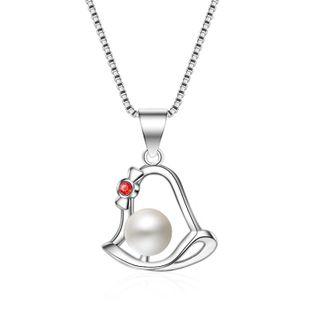 Faux Pearl Alloy Bell Pendant Necklace Pendant - One Size