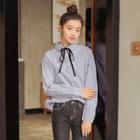 Bow Pinstriped Blouse