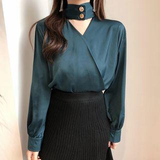 V-neck Blouse As Shown In Figure - One Size