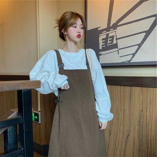 Plain Pinafore Dress / Long-sleeve Plain Sweatshirt