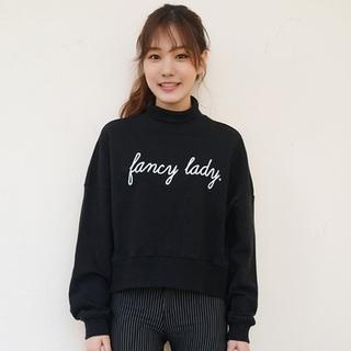 Lettering Mock Neck Sweatshirt