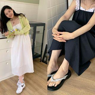 Strappy Seersucker Long Dress