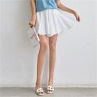 Inset Shorts Drawstring-waist Ruffled Miniskirt